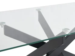 Mesa de centro em vidro temperado e metal preto, transparente - COSIMA