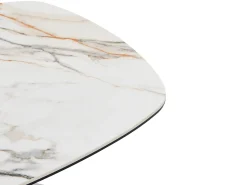 Mesa de centro em vidro temperado, cerâmica e metal efeito mármore branco - DERIYA