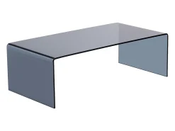 Mesa de centro em vidro temperado curvo e fumado preto - ALONZO