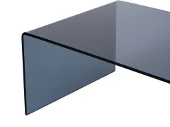 Mesa de centro em vidro temperado curvo e fumado preto - ALONZO