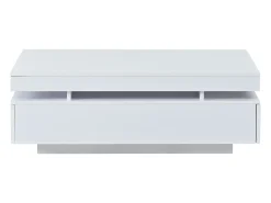 Mesa de centro envernizada brilhante 100x50x35 cm - con LED - con 2 gavetas - painéis de partículas - branco