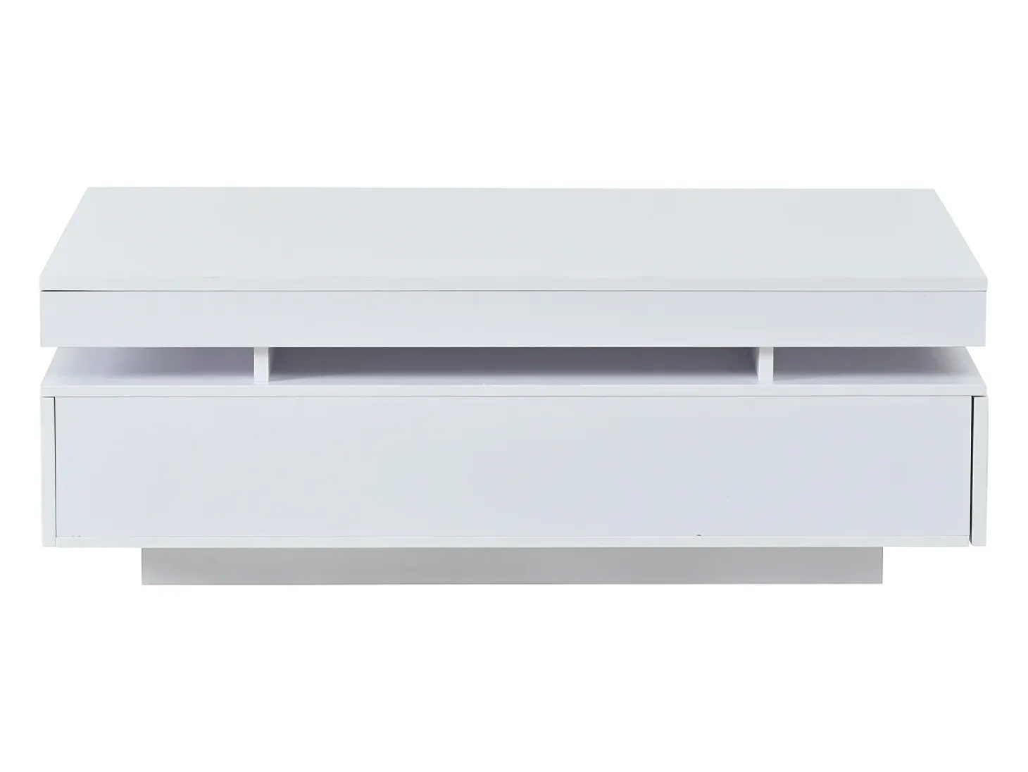 Mesa de centro envernizada brilhante 100x50x35 cm - con LED - con 2 gavetas - painéis de partículas - branco