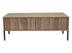 Mesa de centro estilo retro com 2 gavetas, 105x55x41cm - Cor madeira