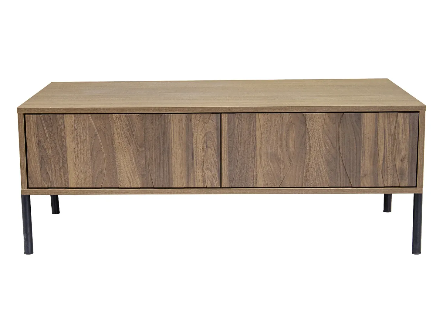 Mesa de centro estilo retro com 2 gavetas, 105x55x41cm - Cor madeira