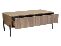 Mesa de centro estilo retro com 2 gavetas, 105x55x41cm - Cor madeira