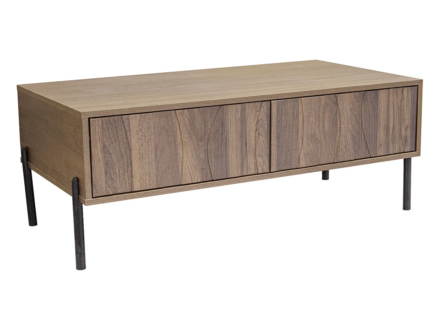 Mesa de centro estilo retro com 2 gavetas, 105x55x41cm - Cor madeira