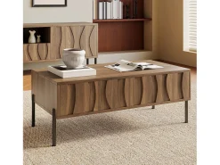 Mesa de centro estilo vintage 105x55x41 cm - com 2 gavetas - Estrutura de madeira - MDF - Natural