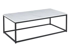 Mesa de centro EWING com efeito de mármore branco, ideal para uma sala de estar única.