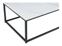 Mesa de centro EWING com efeito de mármore branco, ideal para uma sala de estar única.