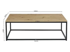 Mesa de centro EWING em carvalho envelhecido, ideal para uma sala de estar única.