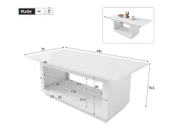 Mesa de centro extensível - 140/180 x 70 x 76,5 cm - simples e moderna - MDF - branca