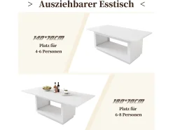 Mesa de centro extensível - 140/180 x 70 x 76,5 cm - simples e moderna - MDF - branca