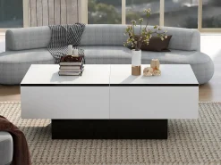 Mesa de centro extensível - Madeira MDF - Estilo moderno - para sala, escritório - Branco