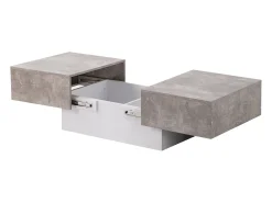 Mesa de centro extensível - Madeira MDF - Estilo moderno - para sala, escritório - Cinza