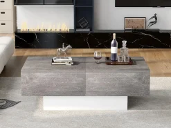 Mesa de centro extensível - Madeira MDF - Estilo moderno - para sala, escritório - Cinza