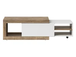 Mesa de centro extensível design coleção SINATRA. Cor carvalho escuro e branco fosco.