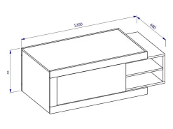 Mesa de centro extensível design coleção SINATRA. Cor carvalho escuro e branco fosco.