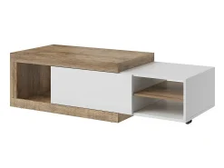 Mesa de centro extensível design coleção SINATRA. Cor carvalho escuro e branco fosco.