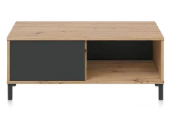 Mesa de centro fixa Brooklyn em carvalho Nodi e cinza antracite estilo industrial