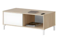 Mesa de centro fixa Brooklyn, carvalho canadense/branco Artik, 40x50x50 cm