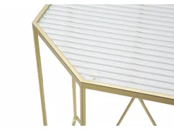 Mesa de centro George, Mesa de centro baixa, Porta-revistas para sofá, Estante de sala, Dourado, 50x46 h100 cm