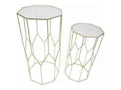 Mesa de centro George, Mesa de centro baixa, Porta-revistas para sofá, Estante de sala, Dourado, 50x46 h100 cm