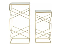 Mesa de centro George, Mesa de centro baixa, Porta-revistas para sofá, Estante de sala, Dourado, 50x50 h100 cm