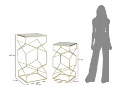 Mesa de centro George, Mesa de centro baixa, Porta-revistas para sofá, Estante de sala, Dourado, 50x50 h100 cm