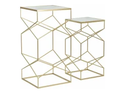 Mesa de centro George, Mesa de centro baixa, Porta-revistas para sofá, Estante de sala, Dourado, 50x50 h100 cm