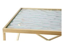Mesa de centro George, Mesa de centro baixa, Porta-revistas para sofá, Estante de sala, Ouro, 32x32 h68 cm