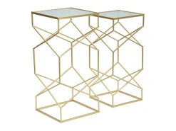 Mesa de centro George, Mesa de centro baixa, Porta-revistas para sofá, Estante de sala, Ouro, 32x32 h68 cm