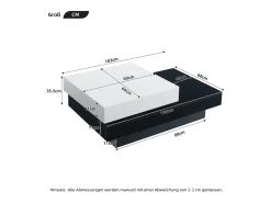 Mesa de centro giratória - 103 x 60 x 35,5 - mesa de centro dupla camada - aglomerado - preto