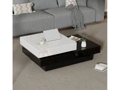 Mesa de centro giratória - 103 x 60 x 35,5 - mesa de centro dupla camada - aglomerado - preto
