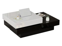 Mesa de centro giratória - 103 x 60 x 35,5 - mesa de centro dupla camada - aglomerado - preto