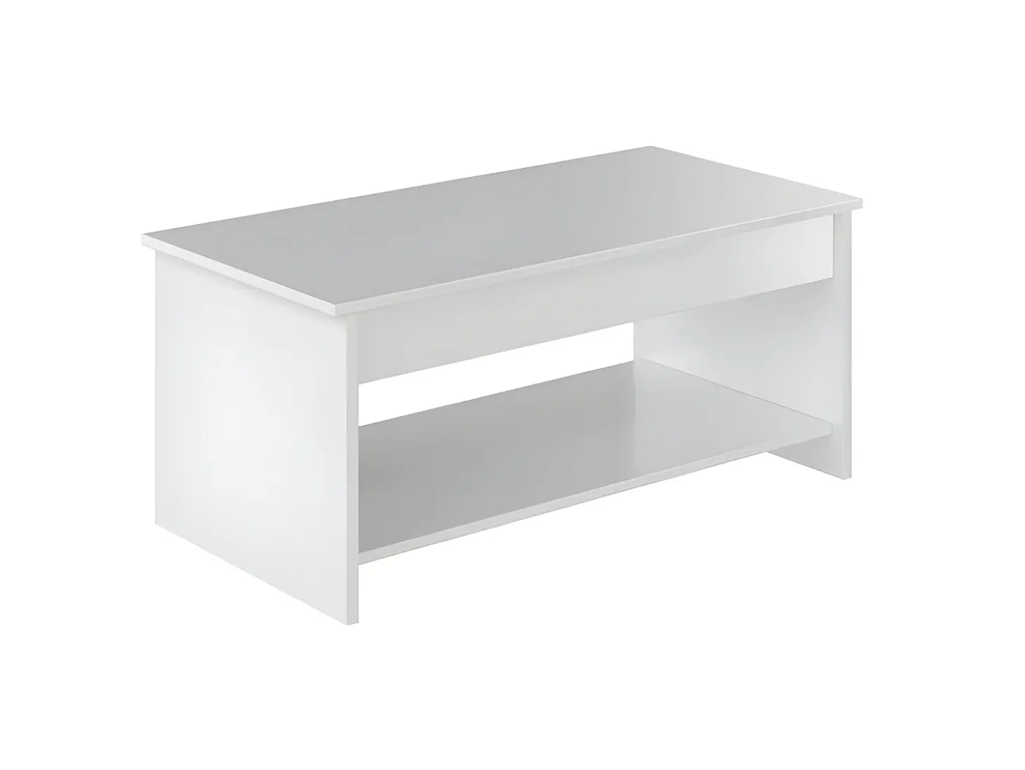 Mesa de centro HAPPY contemporânea branca com armazenamento e altura ajustável - L 100 x C 50 cm