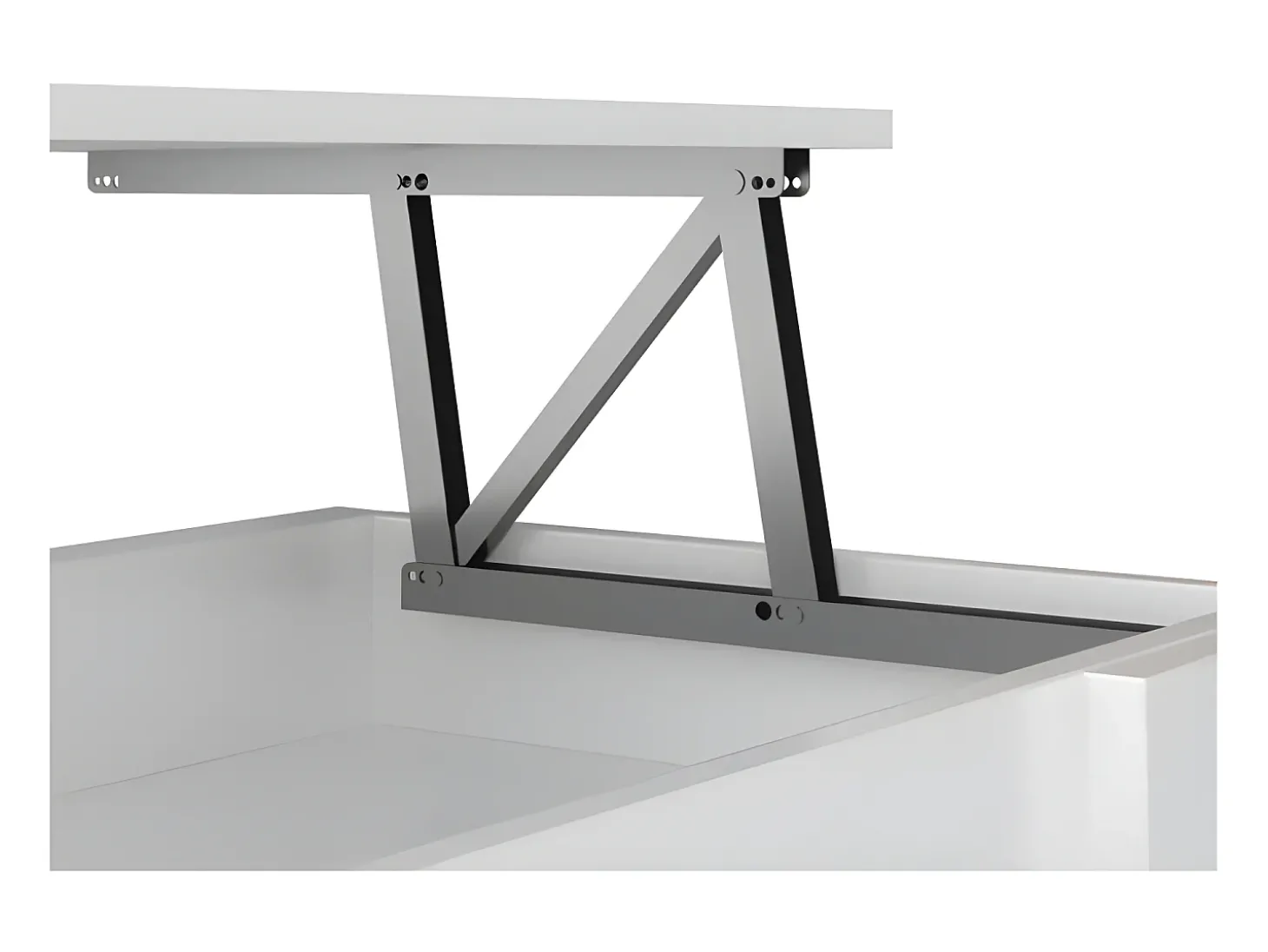 Mesa de centro HAPPY contemporânea branca com armazenamento e altura ajustável - L 100 x C 50 cm