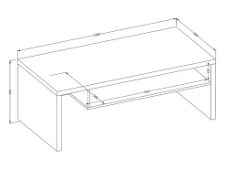 Mesa de Centro HAVANA – Carvalho e Preto – Tampo Preto Fosco – Com Nicho – Estilo Natural e Moderno