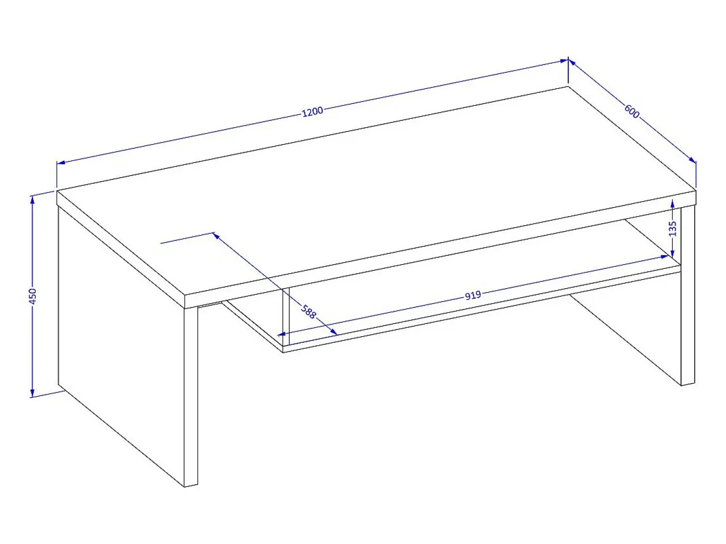 Mesa de Centro HAVANA – Carvalho e Preto – Tampo Preto Fosco – Com Nicho – Estilo Natural e Moderno