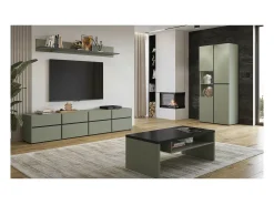 Mesa de centro HAVANA – Verde sálvia e preto – Tampo preto fosco – Com nicho – Design moderno