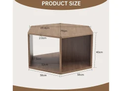 Mesa de centro hexagonal com espaço de arrumação, 79 x 69,4 x 40 cm - Castanho