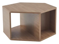Mesa de centro hexagonal com espaço de arrumação, 79 x 69,4 x 40 cm - Castanho