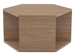 Mesa de centro hexagonal com espaço de arrumação, 79 x 69,4 x 40 cm - Castanho