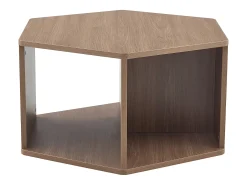 Mesa de centro hexagonal com espaço de arrumação, 79 x 69,4 x 40 cm - Castanho