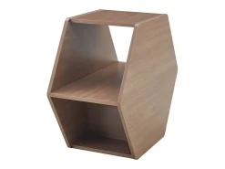 Mesa de centro hexagonal com espaço de arrumação, 79 x 69,4 x 40 cm - Castanho