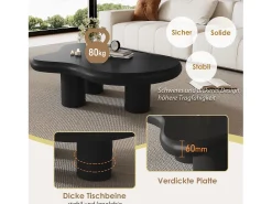 Mesa de centro irregular em formato de nuvem - 97 x 67 x 32 cm - superfície laqueada - MDF - preta