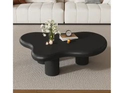 Mesa de centro irregular em formato de nuvem - 97 x 67 x 32 cm - superfície laqueada - MDF - preta