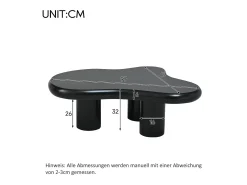 Mesa de centro irregular em formato de nuvem - 97 x 67 x 32 cm - superfície laqueada - MDF - preta
