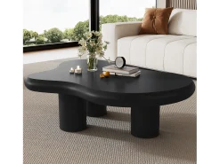 Mesa de centro irregular em formato de nuvem - 97 x 67 x 32 cm - superfície laqueada - MDF - preta