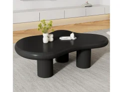 Mesa de centro irregular em formato de nuvem - 97 x 67 x 32 cm - superfície laqueada - MDF - preta