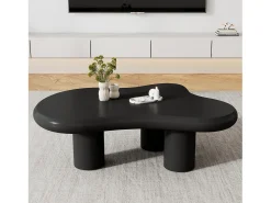 Mesa de centro irregular em formato de nuvem - 97 x 67 x 32 cm - superfície laqueada - MDF - preta